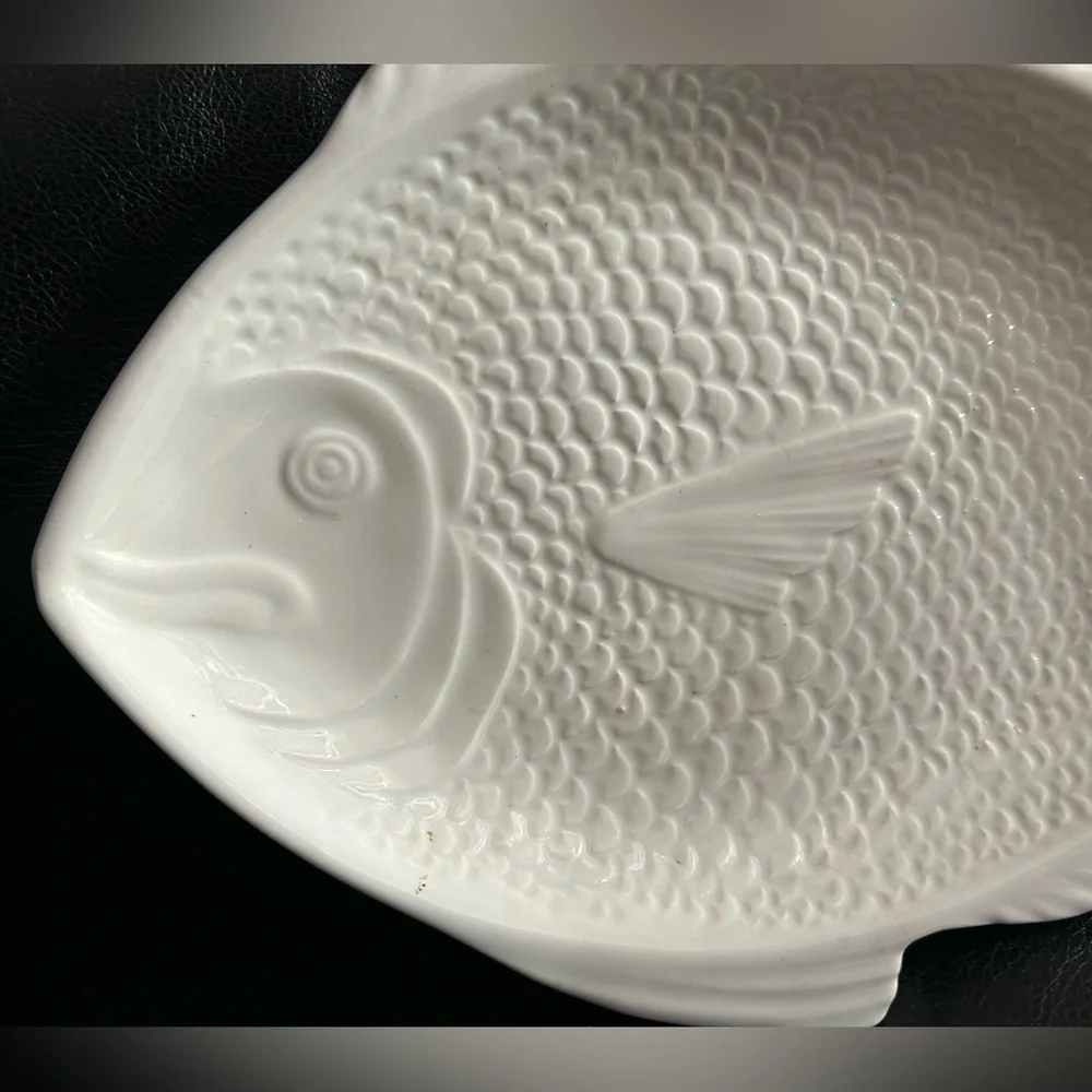 Whittier Pottery White Fish Shaped Ceramic Serving Platter